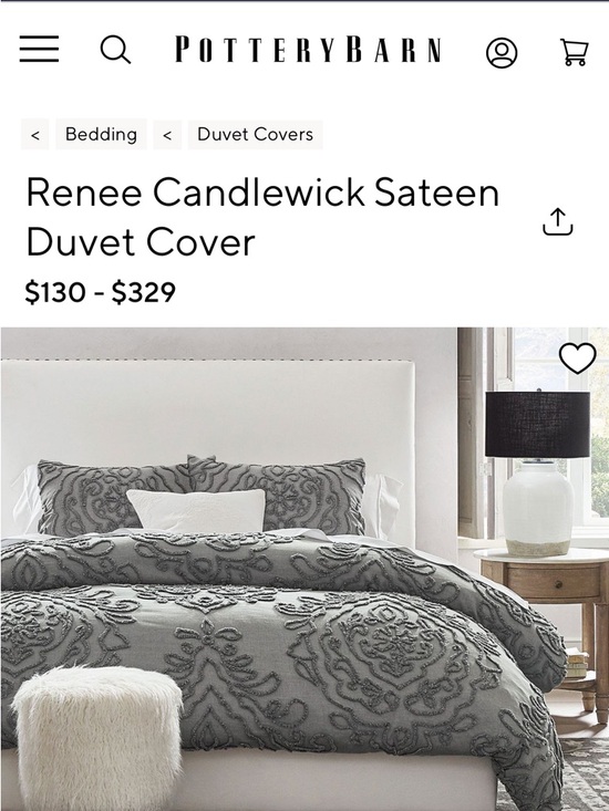 Pottery Barn Other - Pottery Barn Renee Candlewick Sateen Duvet Cover - Gray